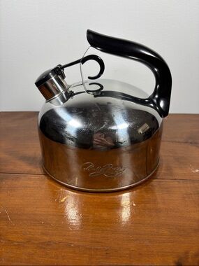 Vintage Stainless Steel and Copper Whistling Revere Ware Tea Kettle 94-C